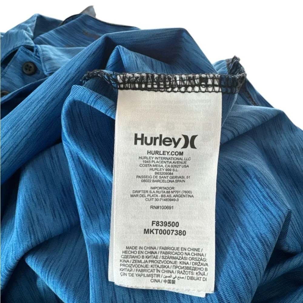 Hurley‎ Blue Two Tone Blue Polo Shirt Men’s Size Medium Logo Buttons Prep